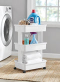 Mainstays Plastic Multi Purpose Rolling Laundry Cart Arctic Case - White - 1 Each