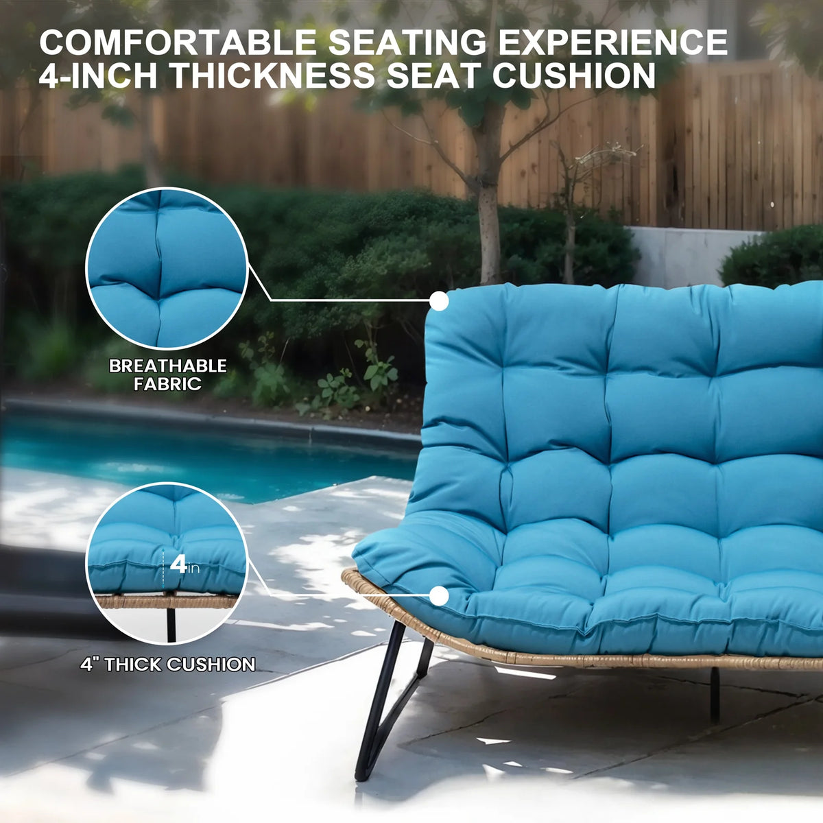 Crestlive Products Patio Loveseat, All - Weather Rattan Large Furniture with Soft Cushions, Outdoor Loveseat for Balcony, Poolside, Backyard (Beige)