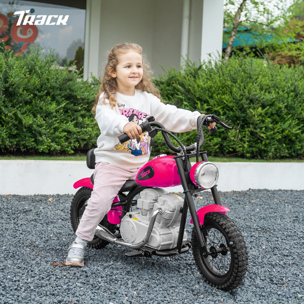 Track 7 36V Electric Dirt Bike for Kids, 350W Ride on Motorcycle with Twist Grip Throttle, Hand - Operated Brakes, Key Start, Off - Road Motocross Speed up to 15 Mph, Age 8+, White