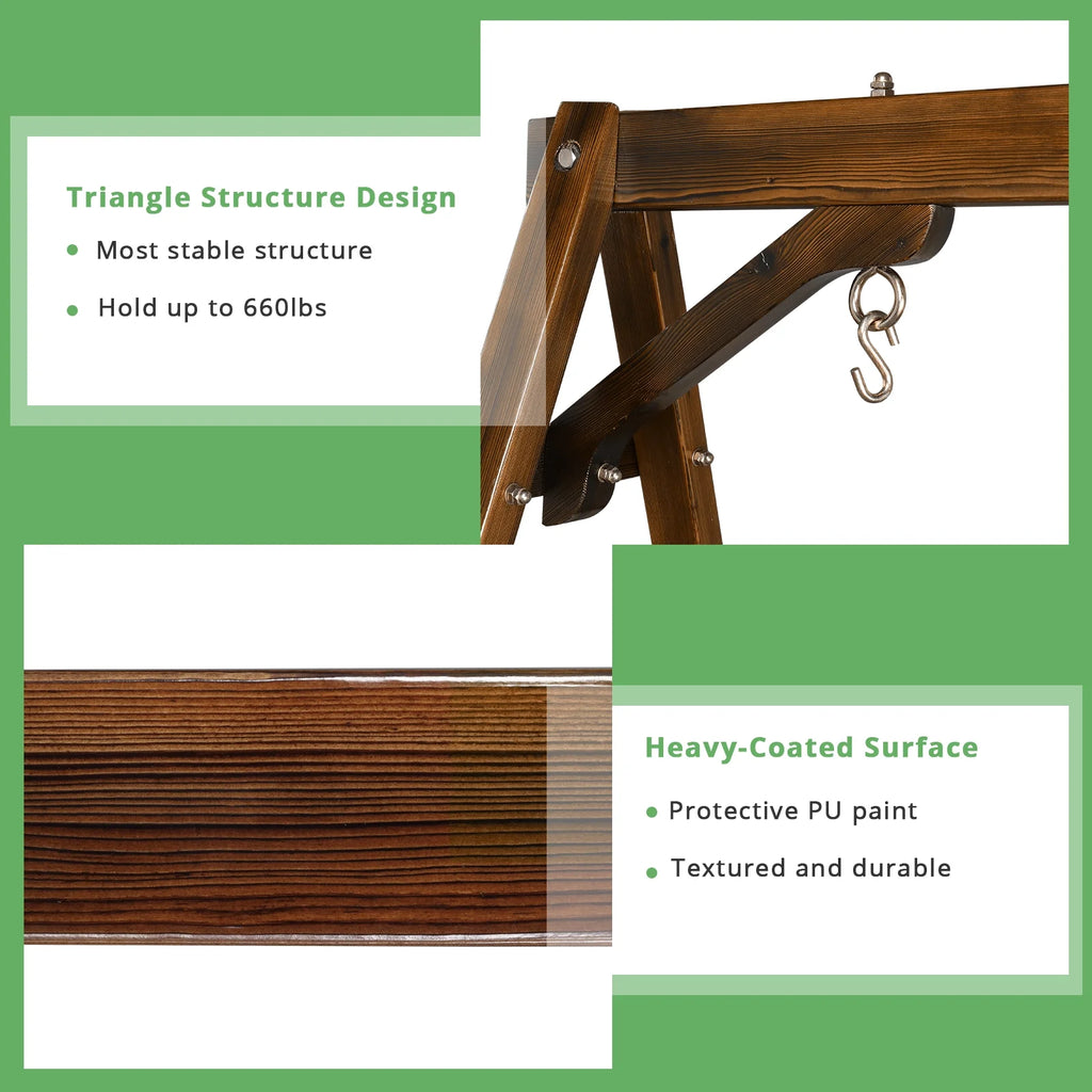 Overpatio Swing Frame Wooden Porch Swing Stand A - Frame 600 lb Capacity