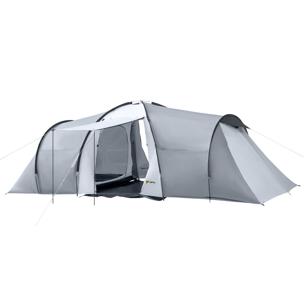 Outsunny Familien Campingzelt 4-6 Personen Kuppelzelt 2 Schlafzimmer 1 Wohnzimmer und 1 Vordach UV-Schutz Wasserdicht 2000 mm multicolor