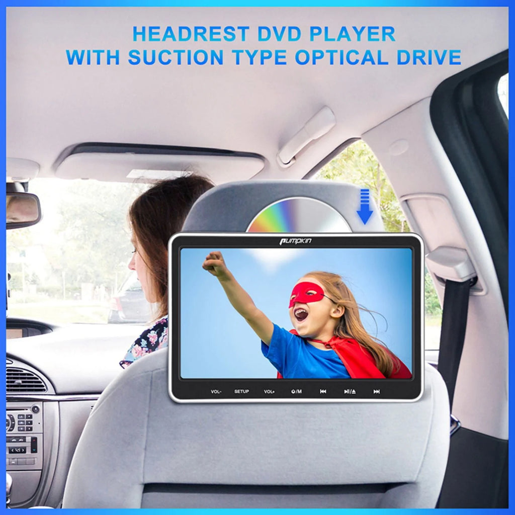 Pumpkin 10.1?dual Headrest DVD Players for Car with Headphones, 2 Mount Brackets HDMI Input Region Free Last Memory