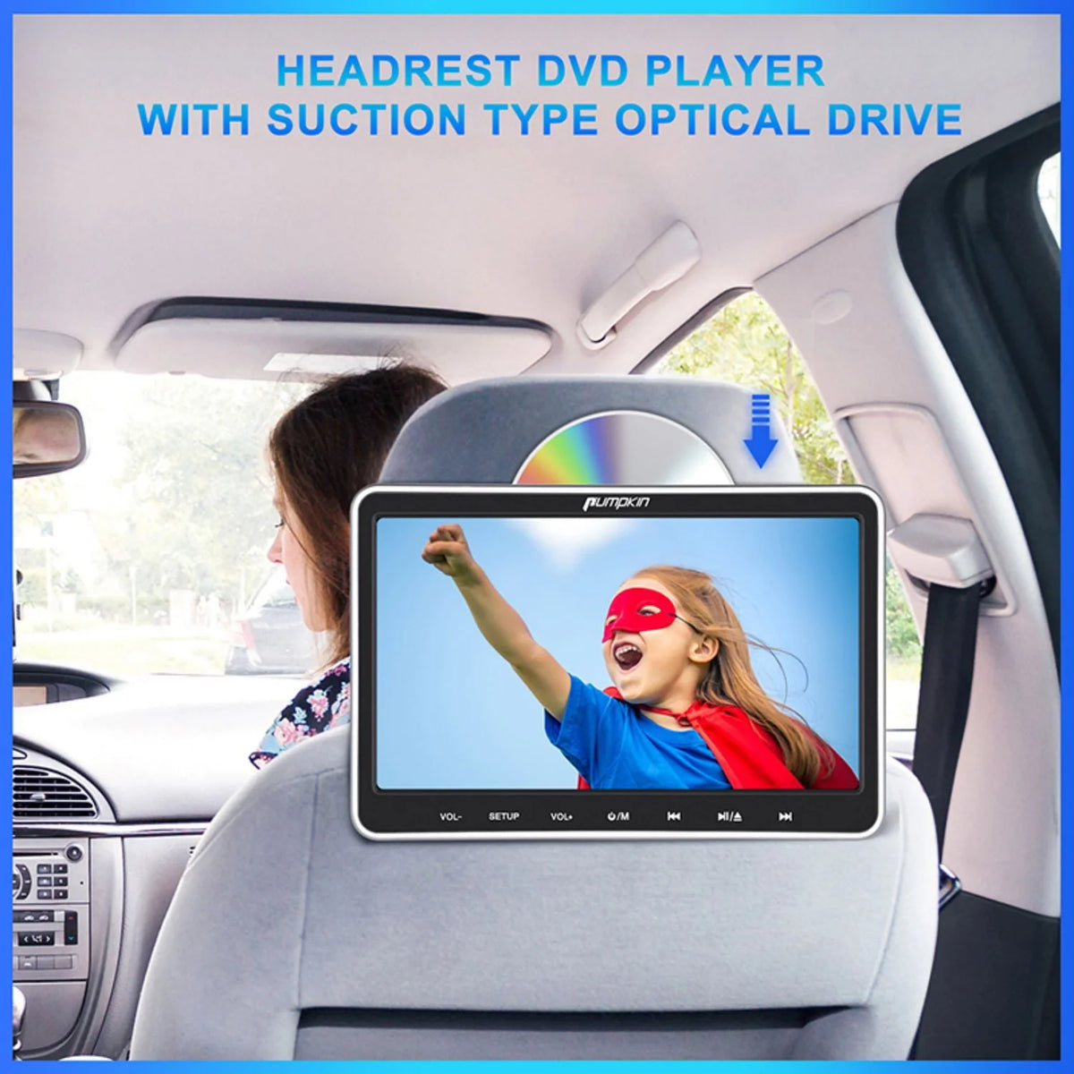 Pumpkin 10.1?dual Headrest DVD Players for Car with Headphones, 2 Mount Brackets HDMI Input Region Free Last Memory