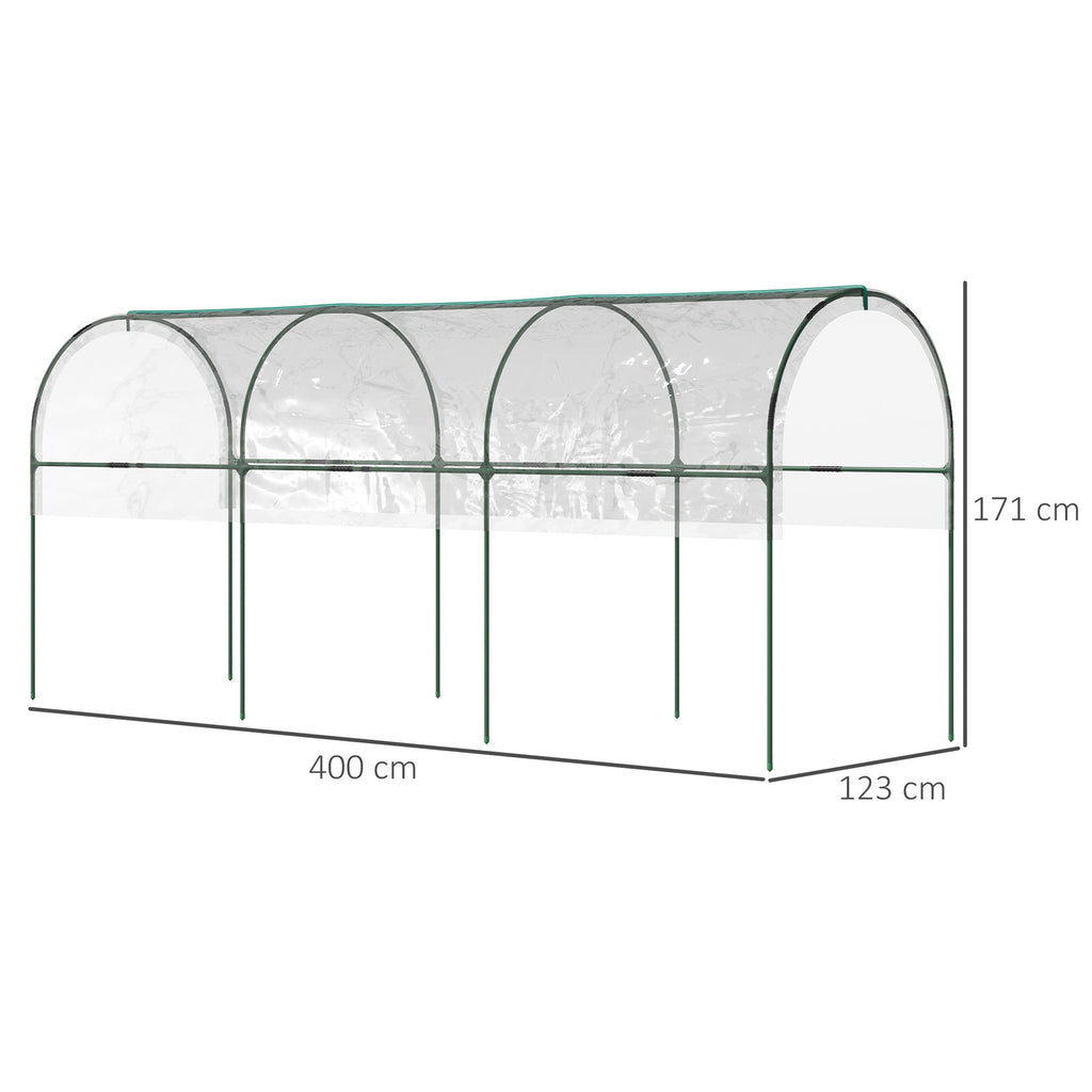 Outsunny Gewächshaus für den Garten Tomaten 4 verzinkte Stahlbögen PVC-Folie 4 x 1,23 x 1,71 m Grün
