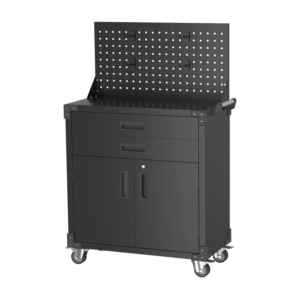 Aobabo Metal Storage Cabinet with Lock, Garage Storage Cabinet with Wheels, 72in Steel Storage Cabinet for Garage Home Storage, Black Required - Assembly