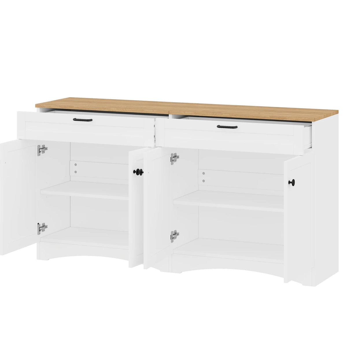 72"h Pantry Pair, 2, Adjustable Shelves, , Black Finish 2 Bookcase, Cabinet with Vintage Style