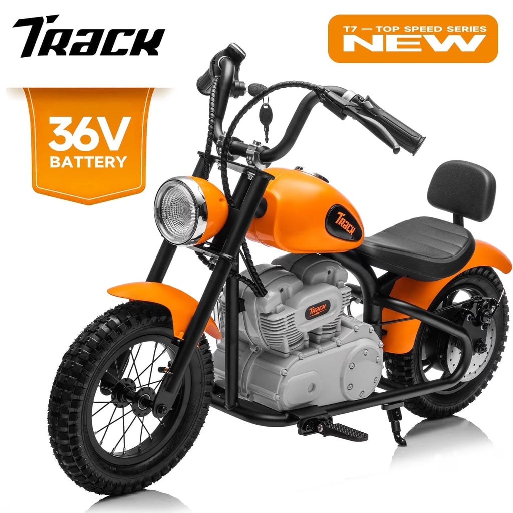 Track 7 36V Electric Dirt Bike for Kids, 350W Ride on Motorcycle with Twist Grip Throttle, Hand - Operated Brakes, Key Start, Off - Road Motocross Speed up to 15 Mph, Age 8+, White