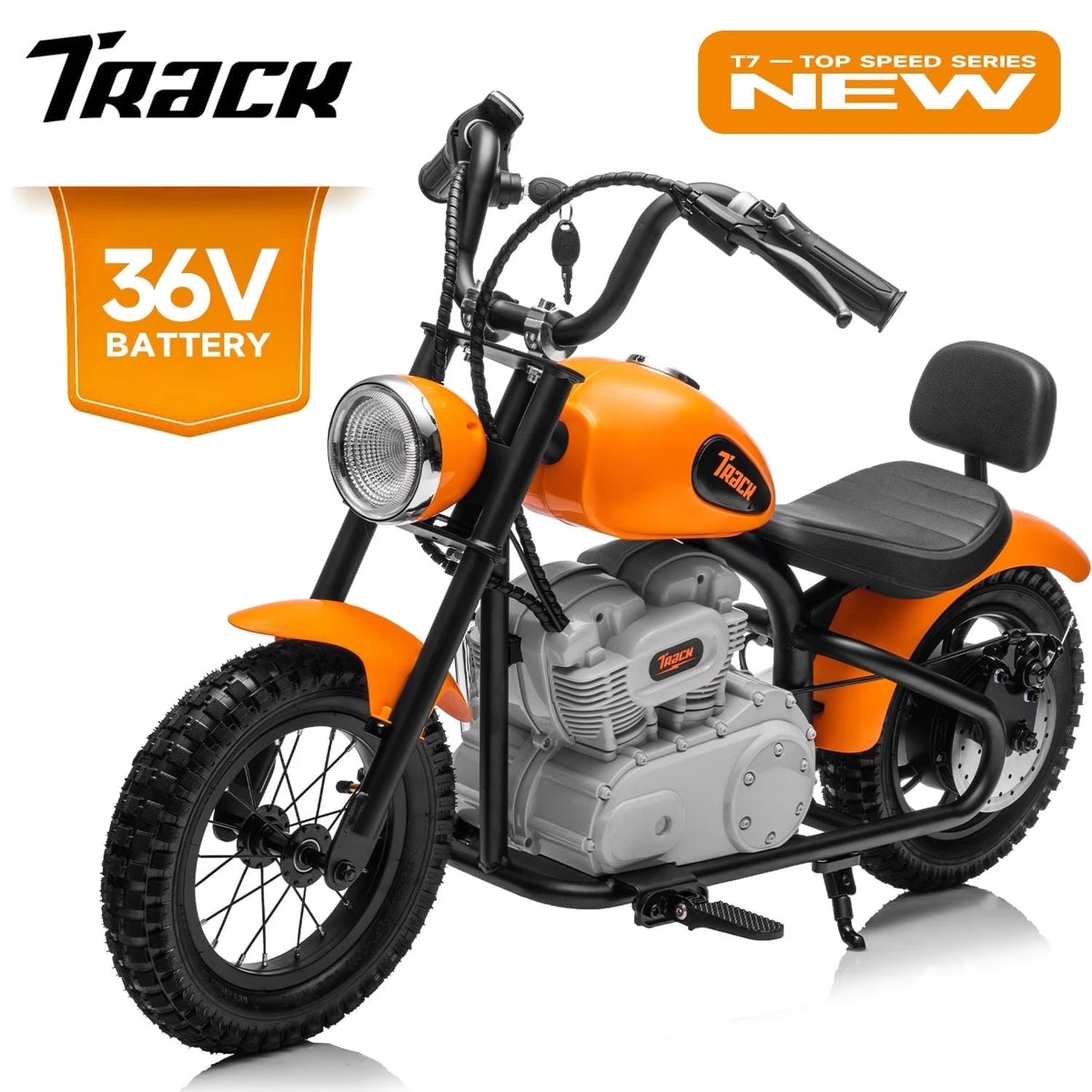 Track 7 36V Electric Dirt Bike for Kids, 350W Ride on Motorcycle with Twist Grip Throttle, Hand - Operated Brakes, Key Start, Off - Road Motocross Speed up to 15 Mph, Age 8+, White
