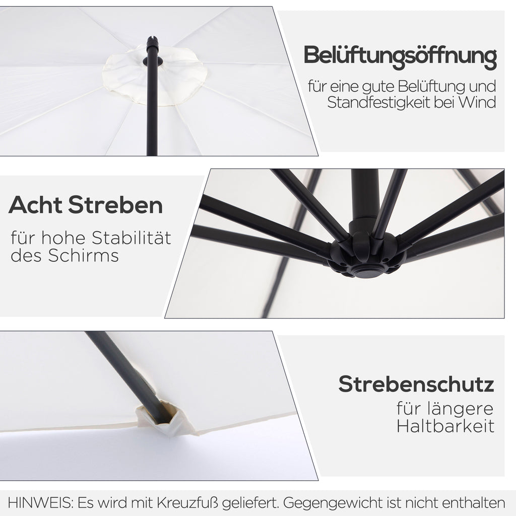 Outsunny Sonnenschirm mit Kurbel Wetterbeständig 3 m x 3 m x 2,5 m Stahl Polyester