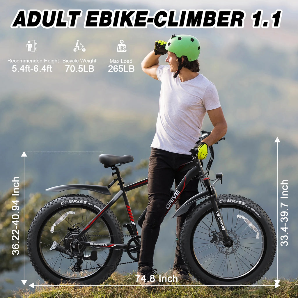 AIRWEST Electric Bike for Adults, Peak 750W Ebikes for Men Women26" Fat Tire Electric Bicycle with 48V 624wh Removable Battery25mph 60miles 7 Speed, Front Suspension Electric Mountain Bike