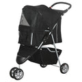 PawHut Hundekinderwagen für kleine Hunde, faltbar mit schwenkbaren Rädern und Bremse, 75x45x97 cm, Schwarz