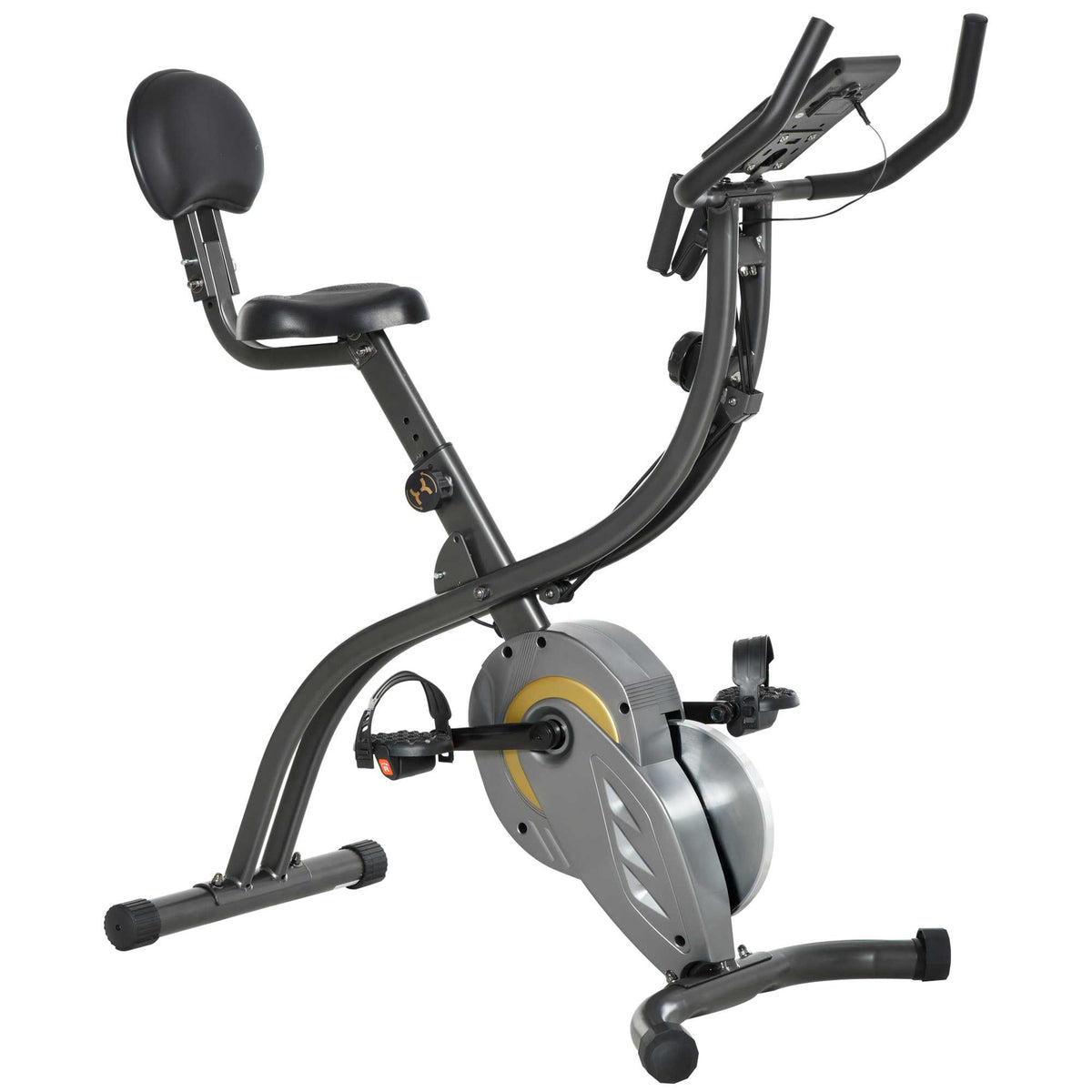 HOMCOM Heimtrainer X-Bike 2-in-1 Fahrradtrainer Trimmrad mit 1 Paar Spannseilen