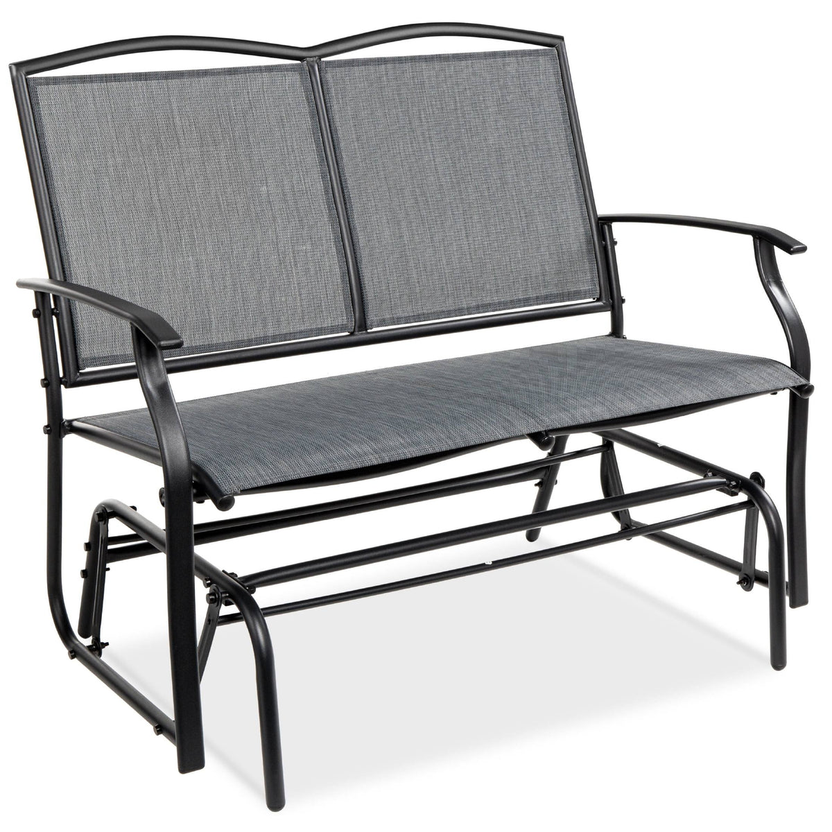 Best Choice Products 2-Person Outdoor Swing Glider, Patio Loveseat, Steel Bench Rocker for Porch w/ Armrests - Gray