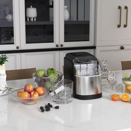 HOMCOM Eiswürfelmaschine Eiswürfelspender, Ice-Maker, 12kg/Tag, 9 Stück/ 6-12Minuten, Silber