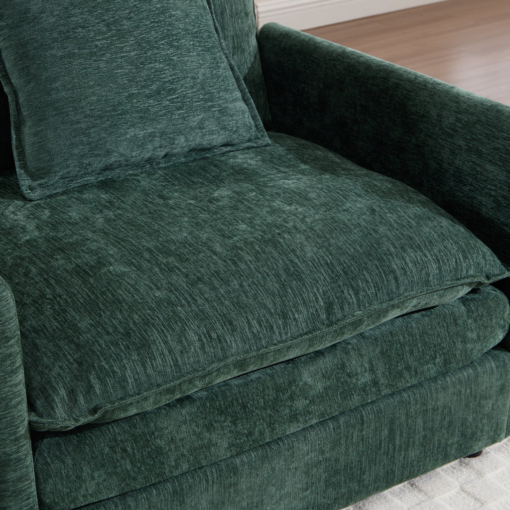 Muumblus Oversized Lounge Chair with Ottoman, Cloud Accent Armchair for Living Room, Beige Chenille
