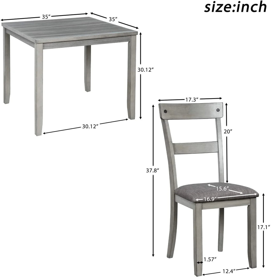 Harper & Bright Designs 5 Pieces Wooden Round Dining Table and Chair Set with Special - Shaped Legs and an Exquisitely Designed Hollow Chair Back for Dining Room
