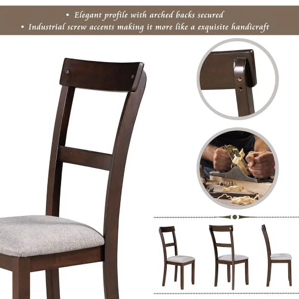 Harper & Bright Designs 5 Pieces Wooden Round Dining Table and Chair Set with Special - Shaped Legs and an Exquisitely Designed Hollow Chair Back for Dining Room