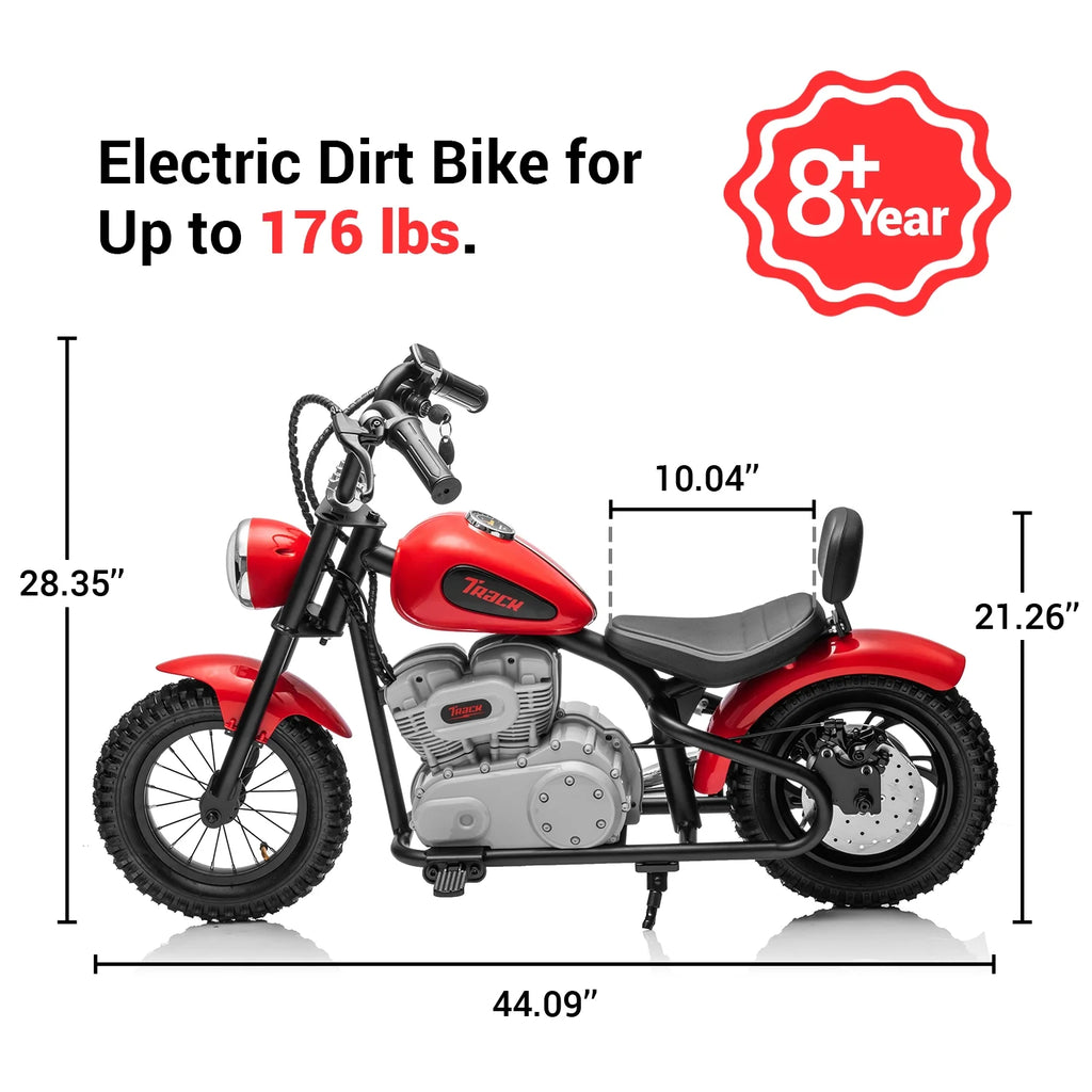 Track 7 36V Electric Dirt Bike for Kids, 350W Ride on Motorcycle with Twist Grip Throttle, Hand - Operated Brakes, Key Start, Off - Road Motocross Speed up to 15 Mph, Age 8+, White