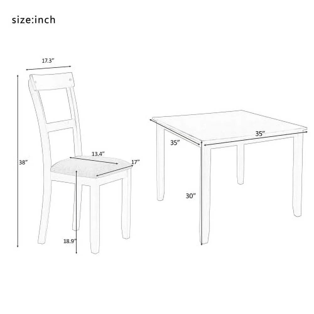Harper & Bright Designs 5 Pieces Wooden Round Dining Table and Chair Set with Special - Shaped Legs and an Exquisitely Designed Hollow Chair Back for Dining Room