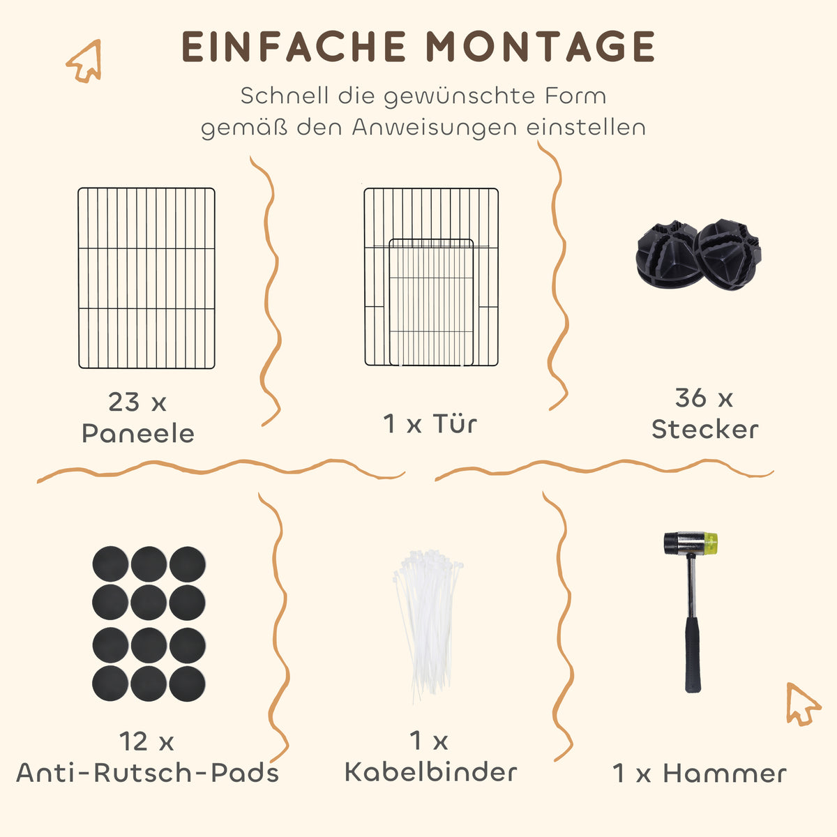 PawHut Kleintierkäfig, Außengehege, modulare Bauweise, 0,72 m² Fläche, Stahl, Schwarz