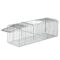 Outsunny Käfigfalle für Ratten, Mäuse und Nutrias, klappbar aus Stahl, 93x31x34,5 cm, Silber