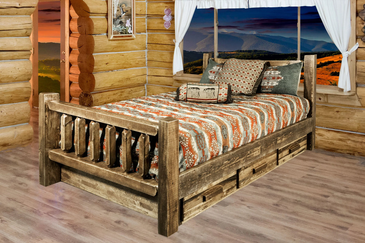 Homestead Collection California King Bed W/ Storage, Stain & Lacquer Finish