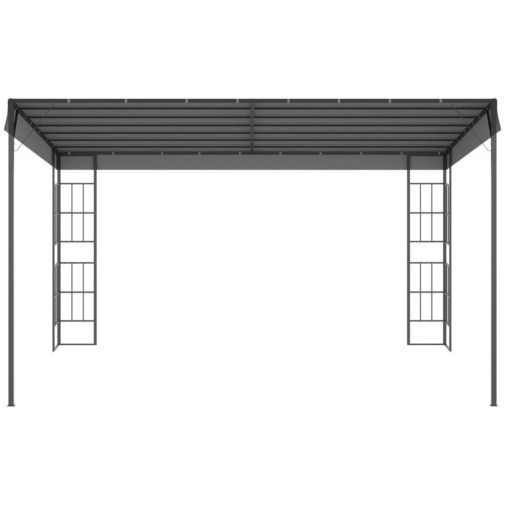 Outsunny Pergola 4 x 3 m Gartenpavillon Pavillon Überdachung Zelt Metall Polyester Grau