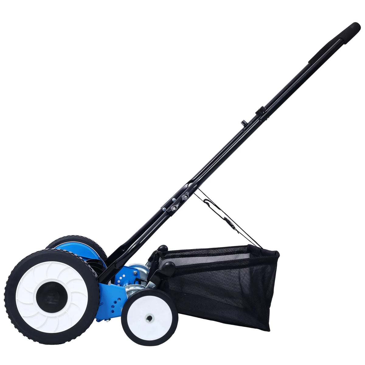 20 - Inch 5 - Blade Push Reel Lawn Mower with Grass Catcher 4 WHEELS BLUE COLOR