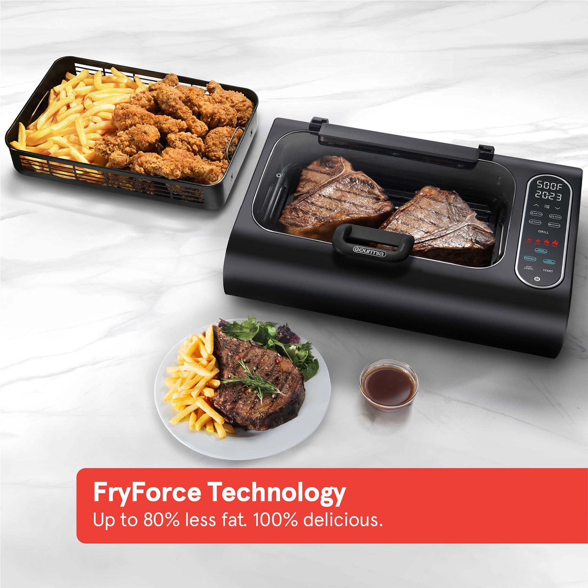 Station Indoor Smokeless Grill with Guided Cooking. Black