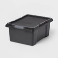 12gal Medium Latching Storage Tote Black - Brightroom