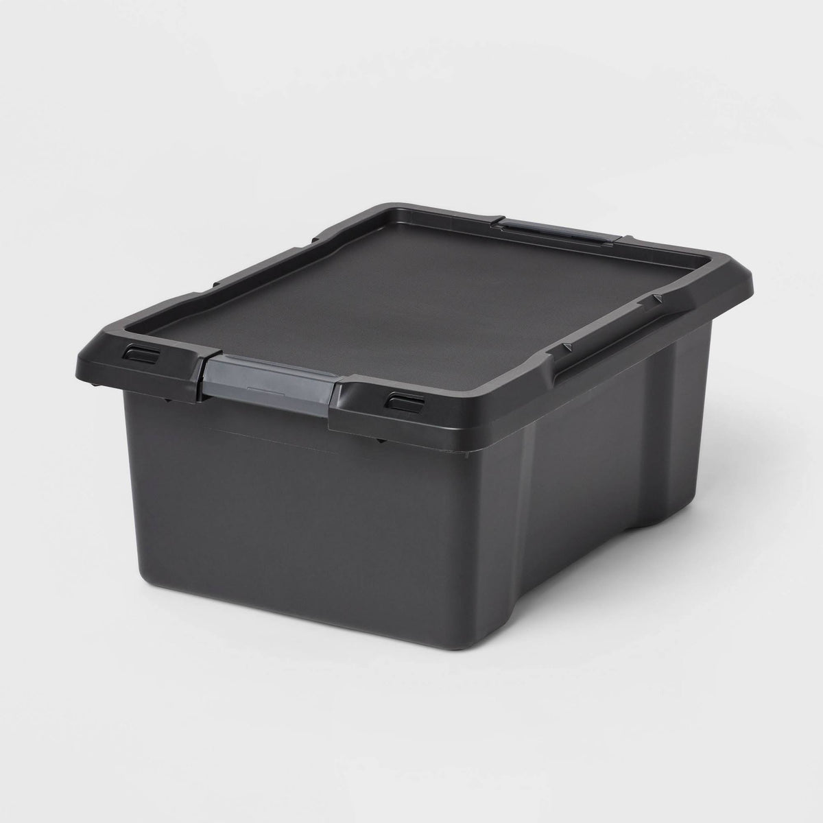 12gal Medium Latching Storage Tote Black - Brightroom