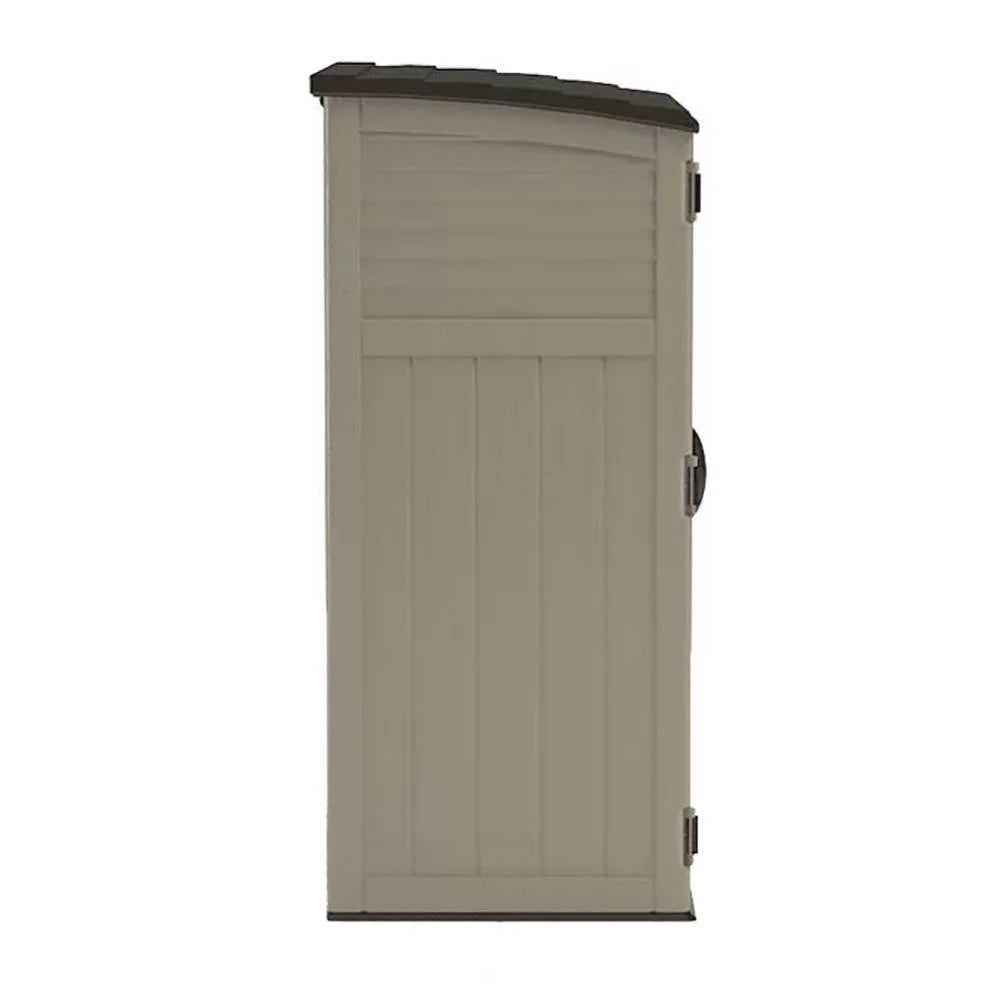 Suncast Large Vertical Shed for Storing Oudoor Tools, & Equipment, Sand