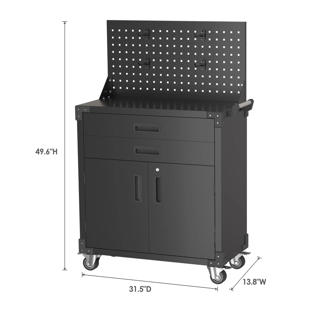 Aobabo Metal Storage Cabinet with Lock, Garage Storage Cabinet with Wheels, 72in Steel Storage Cabinet for Garage Home Storage, Black Required - Assembly