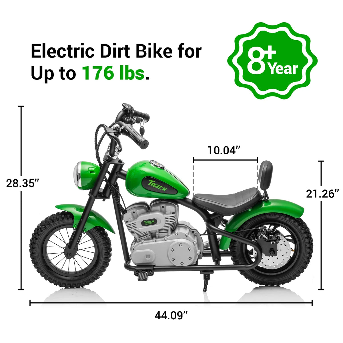 Track 7 36V Electric Dirt Bike for Kids, 350W Ride on Motorcycle with Twist Grip Throttle, Hand - Operated Brakes, Key Start, Off - Road Motocross Speed up to 15 Mph, Age 8+, White