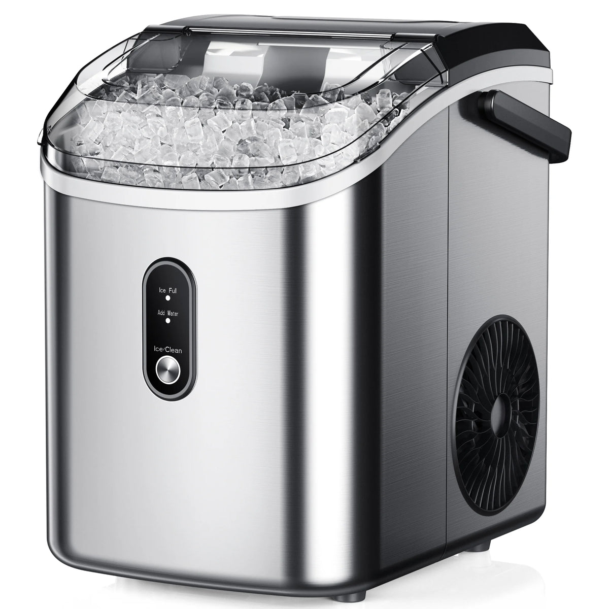 Simzlife Nugget Ice Maker Countertop, 34.9 lb per Day Chewable Pebble Nugget Ice Machine with Touch Screen for Home, Kitchen, Office, Stainless Steel, Black