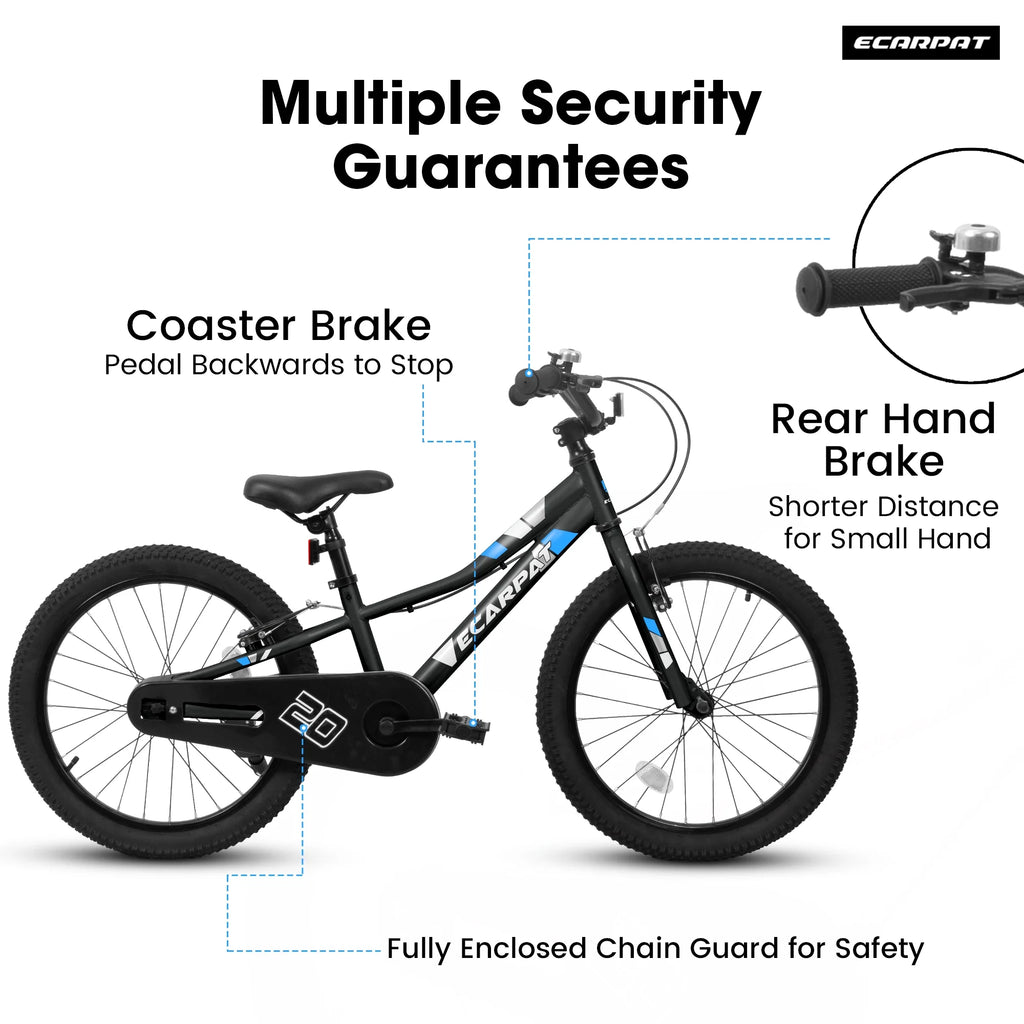 Ambifirner 20 in BMX Style Bike, Hi - Ten Carbon Steel Frame with Front V - Brake & Rear Coaster Brake, Easy Assembly, Adjustable Seat for Learning Riders (Blue)