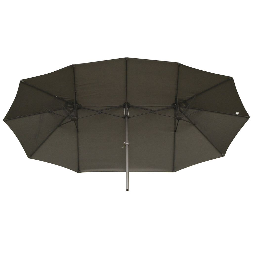 Outsunny Sonnenschirm Gartenschirm Marktschirm Doppelsonnenschirm Terrassenschirm mit Schirmständer Handkurbel Dunkelgrau Oval 460 x 270 x 240 cm