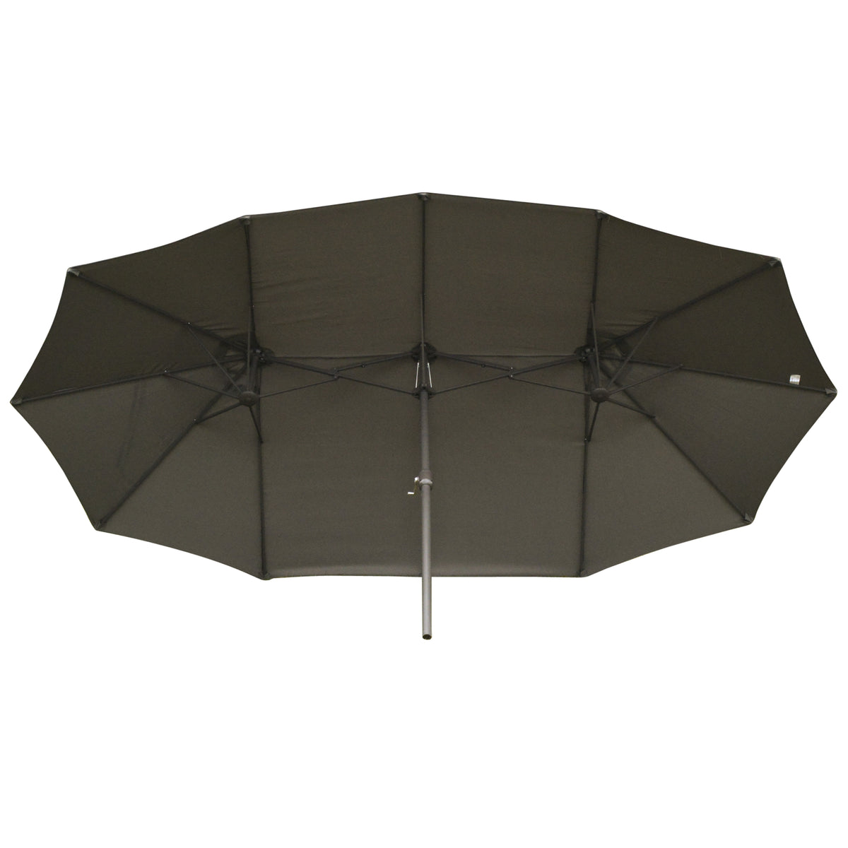 Outsunny Sonnenschirm Gartenschirm Marktschirm Doppelsonnenschirm Terrassenschirm mit Schirmständer Handkurbel Dunkelgrau Oval 460 x 270 x 240 cm