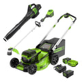 60V Cordless Battery 21" MowerS? 16" String Trimmer 450 CFM Blower Co ,