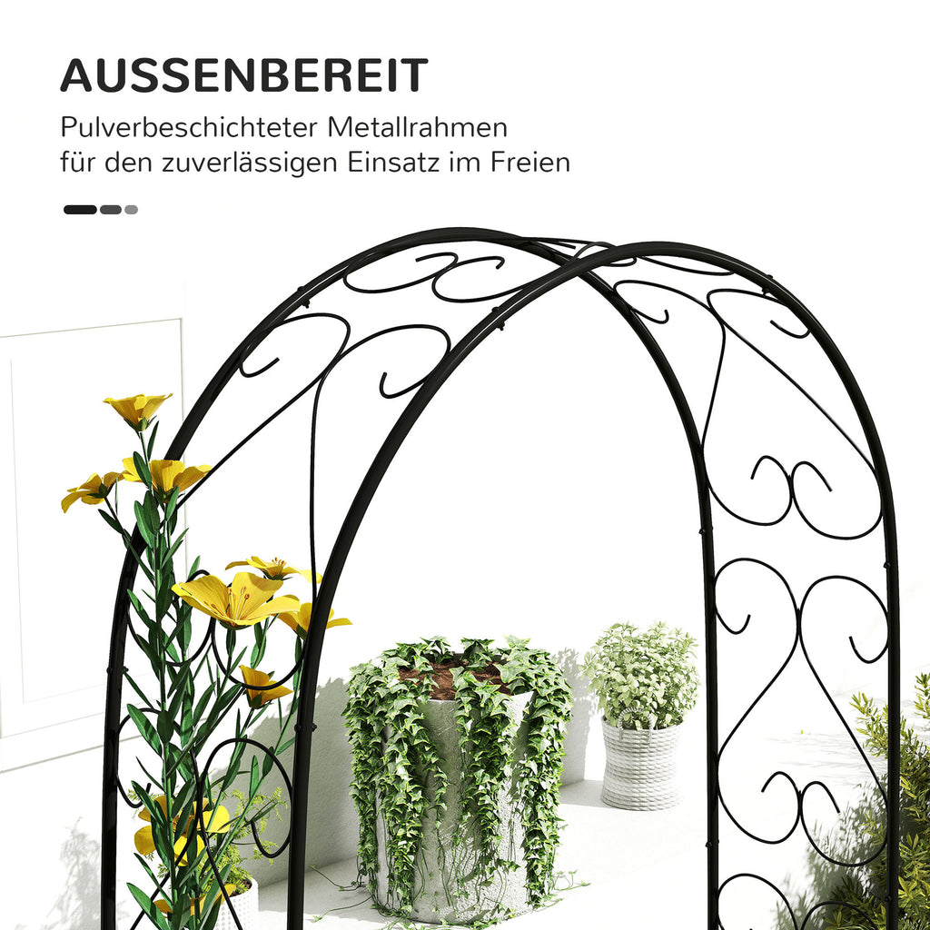 Outsunny Rogenbogen Gartenbogen Torbogen, Vintage Design, 125 x 37 x 230 cm, Schwarz