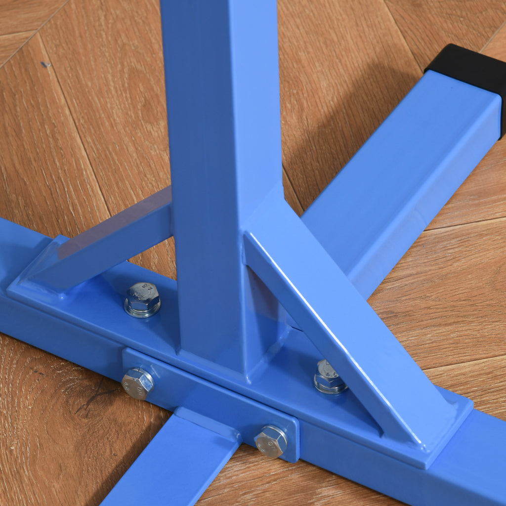 HOMCOM Gymnastik-Turnreck, 13-stufig höhenverstellbar Reckstange, Reck Turnstange aus Holz & stabile Stahlkonstruktion bis 75 kg belastbar, für 3+ Kinder, Indoor, Outdoor, Blau