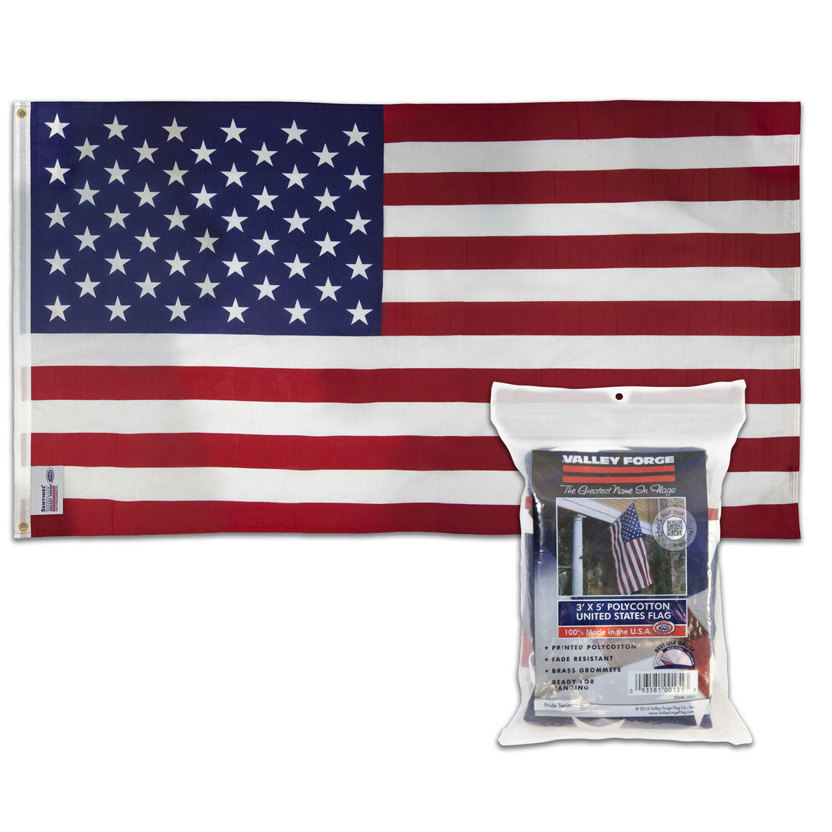 Valley Forge - USS-1 - American Flag 36 in. H x 60 in. W