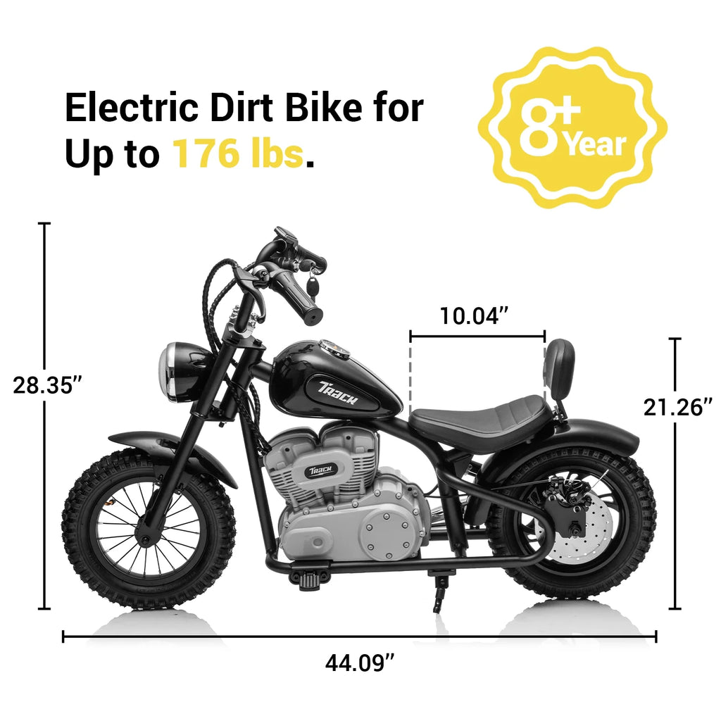 Track 7 36V Electric Dirt Bike for Kids, 350W Ride on Motorcycle with Twist Grip Throttle, Hand - Operated Brakes, Key Start, Off - Road Motocross Speed up to 15 Mph, Age 8+, White