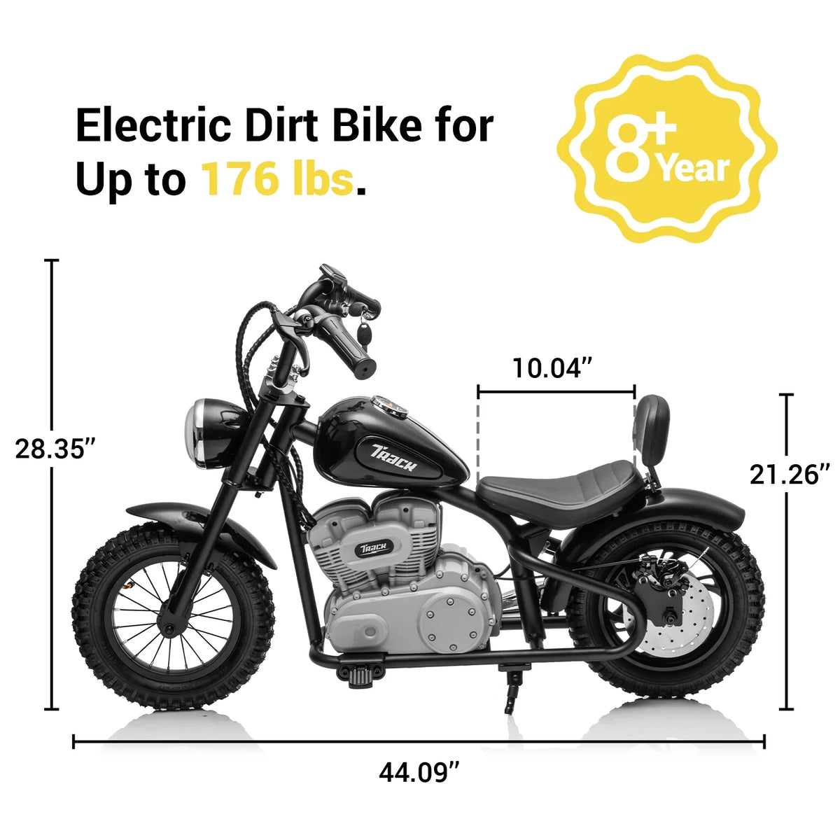 Track 7 36V Electric Dirt Bike for Kids, 350W Ride on Motorcycle with Twist Grip Throttle, Hand - Operated Brakes, Key Start, Off - Road Motocross Speed up to 15 Mph, Age 8+, White