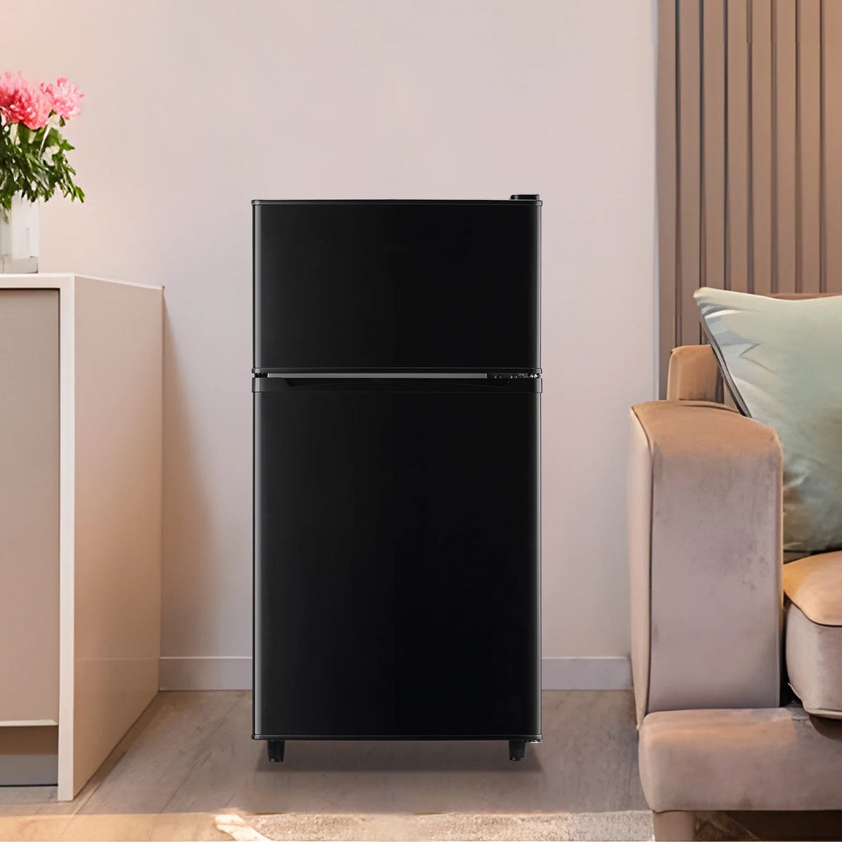 WANAI 3.5 Cu.ft Fridge with Freezer 2 Door Compact Refrigerator Adjustable Thermostat Silver New