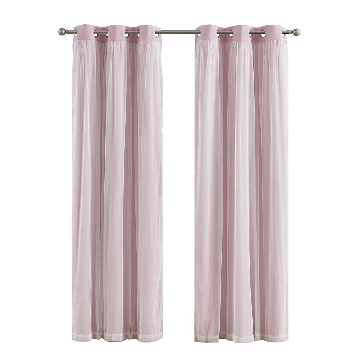 Your Zone Blackout with Sheer Overlay Grommet Curtain Panel - Pink - 37 x 84 in